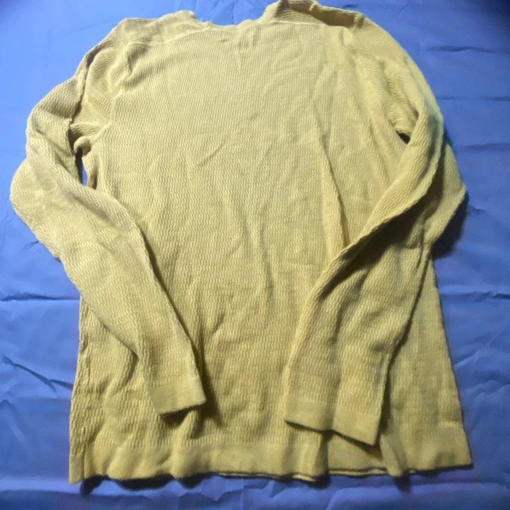 Banana Republic Men's Medium Yellow Waffle Knit Cowl Neck Long Sleeve Sweater